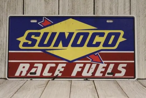 Sunoco Race Fuels Tin Sign Metal License Plate Mechanic Auto Shop Gas Station