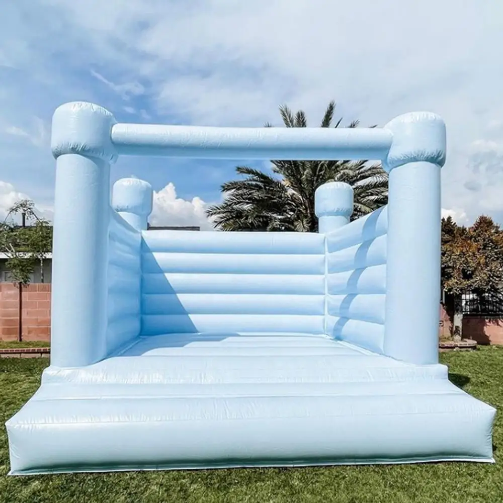 

Macaron Light Blue Bounce House Wedding Inflatable White Bouncy Castle Jumper Houses Bouncer Combo for Kids Adults