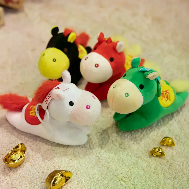 Niedliches Maskottchen-Plüschtier „Jahr des Pferdes“ – Schlüsselanhänger, Taschenanhänger, chinesisches Neujahrs-Glücksbringer-Souvenir, Geschenk