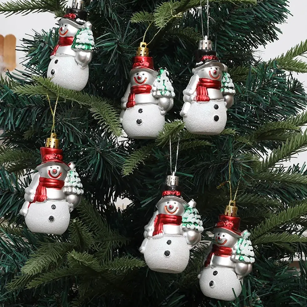 Natal boneco de neve pingente plástico, Papai Noel pendurado ornamentos, artesanato DIY, desenhos animados, requintado, 4pcs