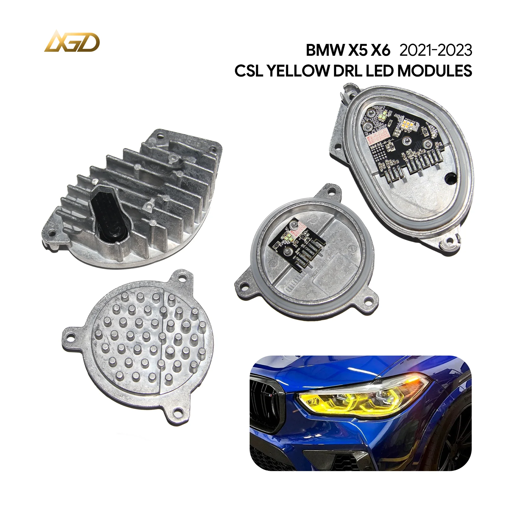 

Yellow CSL Style DRL Modules For BMW X5 G05 X6 G06 F95 F96 Pre‑LCI 2019-2022 for Laser Headlights Fits US Version