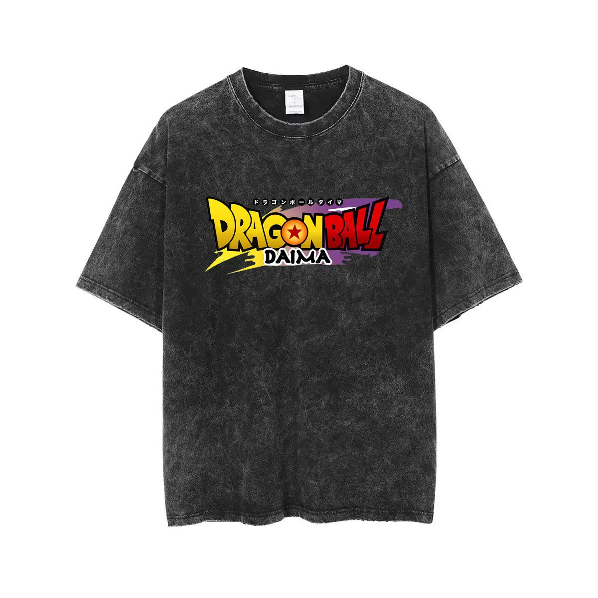 

Dragon Ball DAIMA 2026 Summer Men Cotton T-shirt Streetwear Washed Black Oversized Short Sleeve Casual Daily Logo Graphic Tee