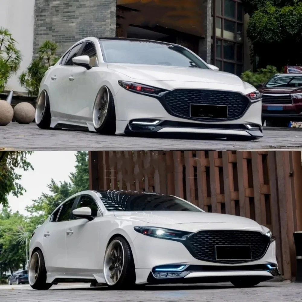 For 3 Axela modified front shovel side skirt rear lip spoiler auto accessories Unpainted Car Surround