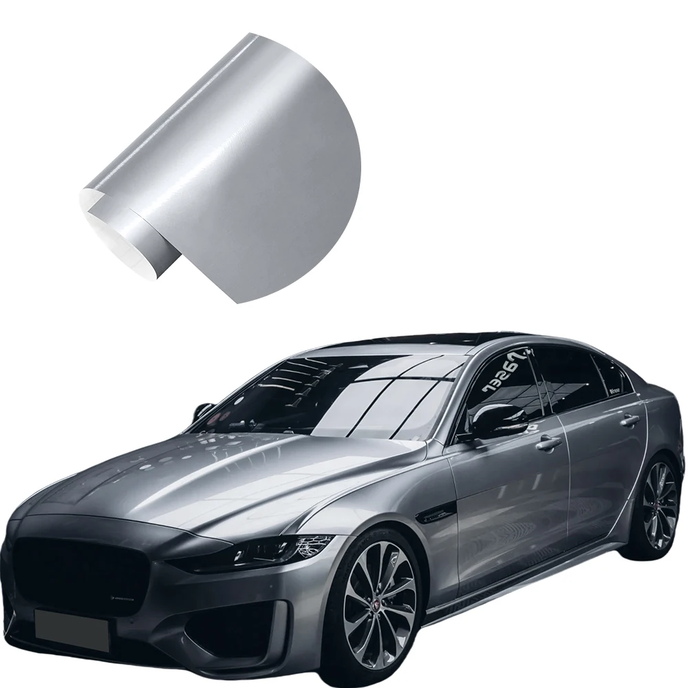 

Bright Silver Car Film Adhesive Wrap Roll Sticker Air Bubble Free Gloss Vehicle Vinyl Decal Body Trim Auto DIY Decor Accessories