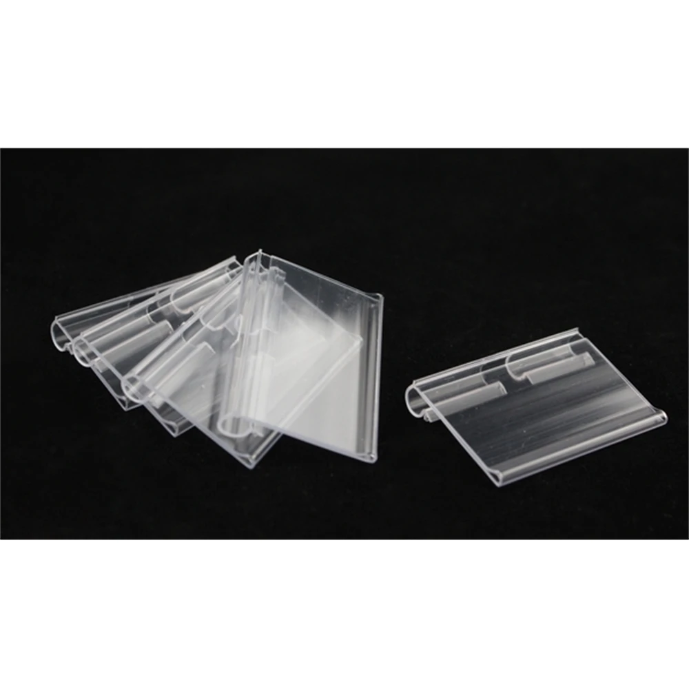 6x4.2cm Clear Pvc Plastic Price Tag Display Label Holder Sign Clip Merchandise Name Card Price Scan Frame Shelf Hook Data Strip image 5