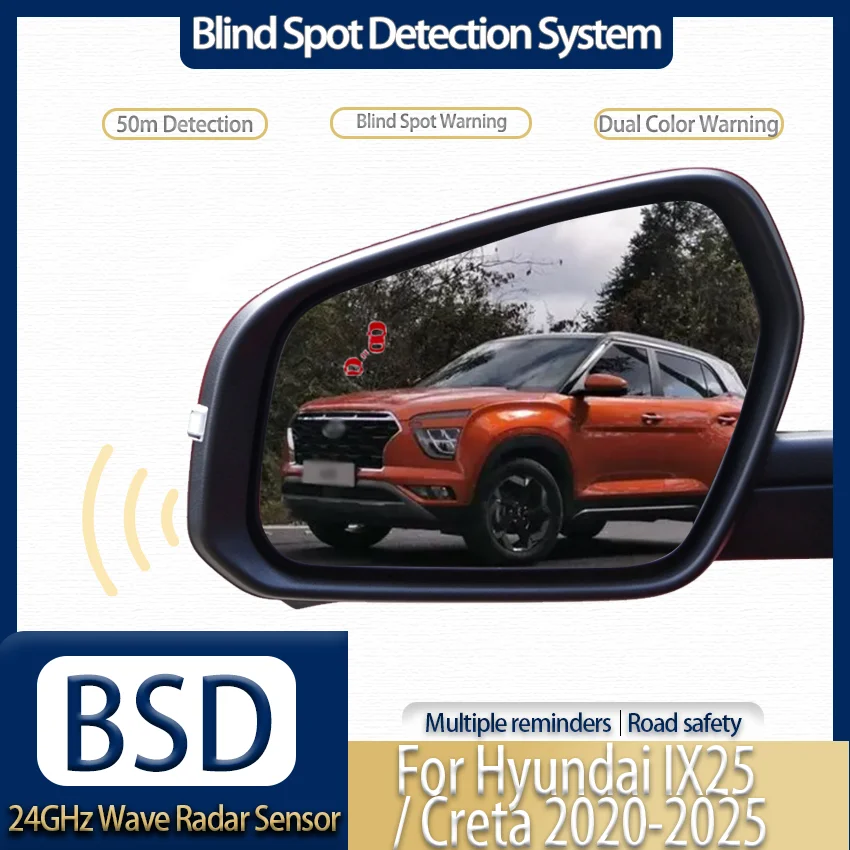 24GHz Microwave Radar Assist System, BSD Blind Spot Detection Sensor, Lane Change Merge Assist For Hyundai IX25/Creta 2020-2025