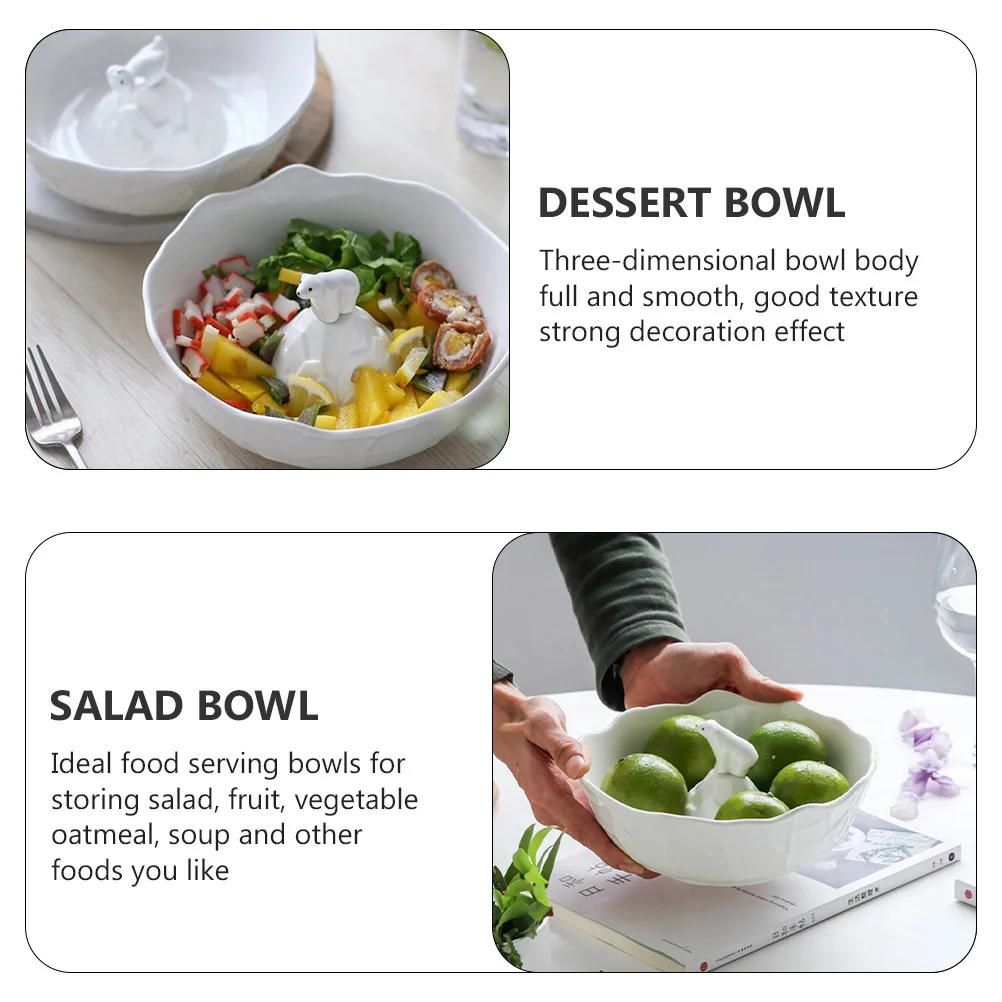 

1Pcs Ceramic Bear Cartoon Food Serving Bowl Salad Dessert Snack Bowl Creative Kitchen Dinnerware Ceramic Food Dish