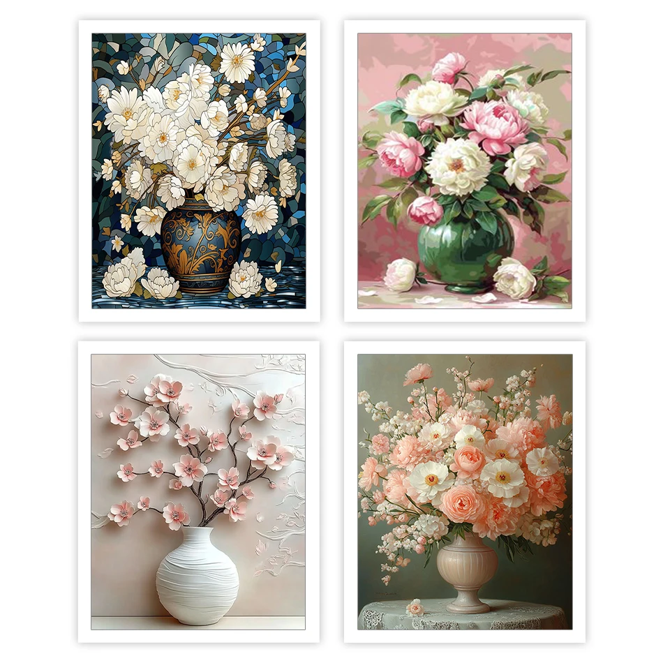 

GATYZTORY Paint By Number Adult Kit Vase flowers elegant Canvas Decorative Art Supplies Diy Crafts hobby Handmade Drawing Gifts