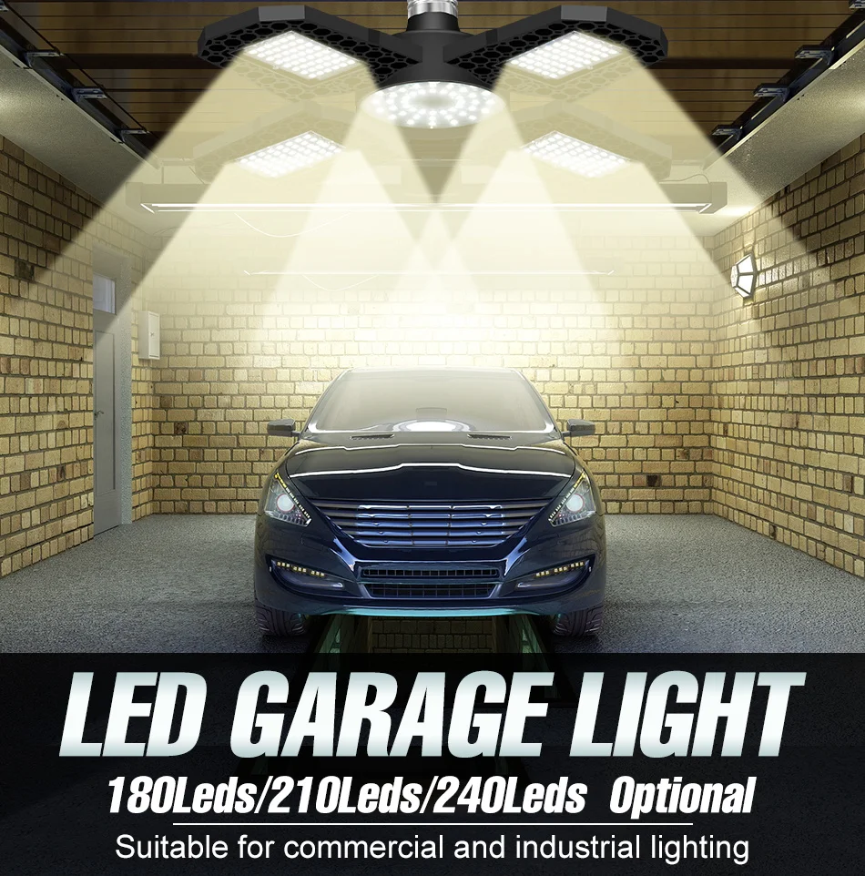 200 W LED-Birne E27/E26 Lampe Garagenleuchte AC 220 V zusammenklappbar verformbare Hochregallampen Strahler Home Warehouse Workshop Parkplatz – Detail 1