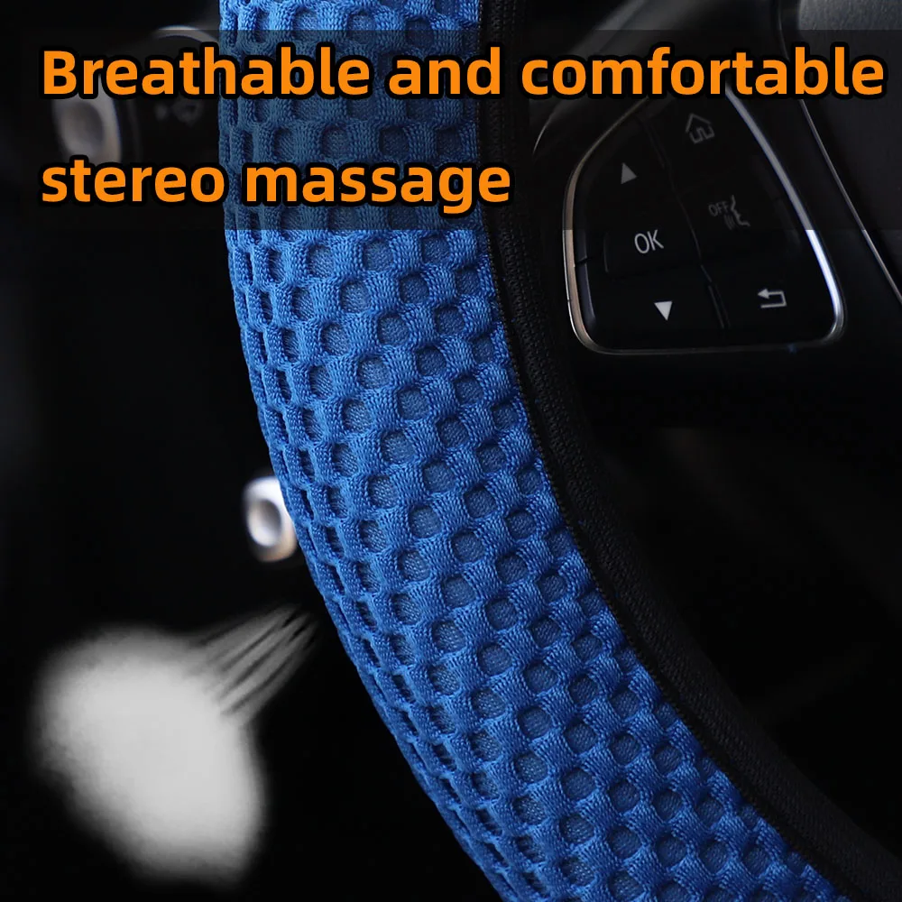 3-teiliges Auto-Massage-Netzstoff Lenkradbezug, Handbremsen- & Griffbezug-Set, atmungsaktiv, ohne Innenring, für 14,5-15 Zoll Zubehör – Detail 12