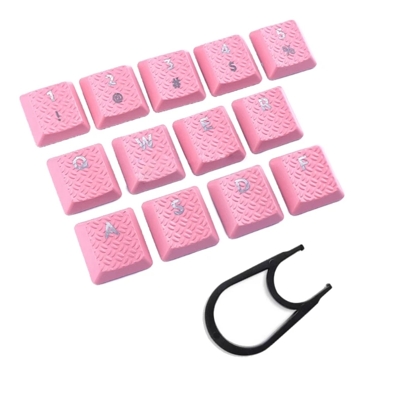 DIY Keyboard Keycaps 13pcs ABS Backlit Keycap with Texture Non-slip Cover Suitable for Gaming Mechanical Keyboard