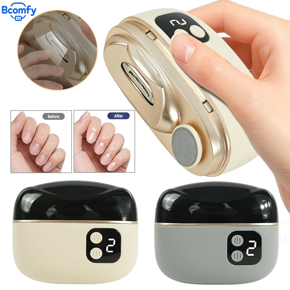 Electric Nail Clipper Rechargeable Automatic 2-in-1 Nail Clipper with LED Light Mini Electric Nail Trimmer for Nail Care