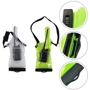 Bolsa à prova d'água em pvc, capa protetora à prova de poeira, rádio walkie talkie com cordão para iphone sam sung de até 7,0 polegadas