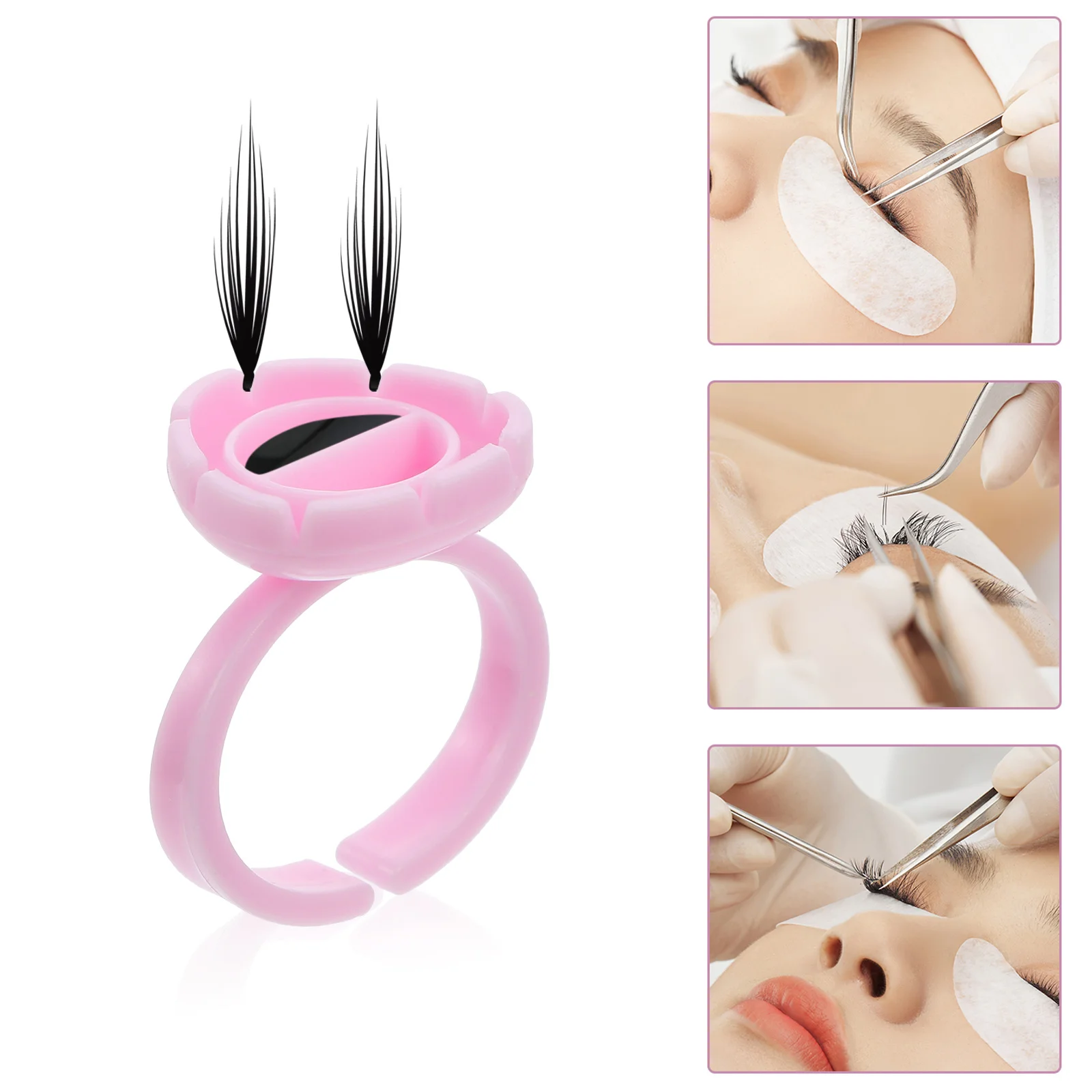 100 قطعة كأس حلقة الرموش حامل تمديد الرموش حاوية الصباغ لوازم ماكياج تصميم ذكي لربط الملقط #6