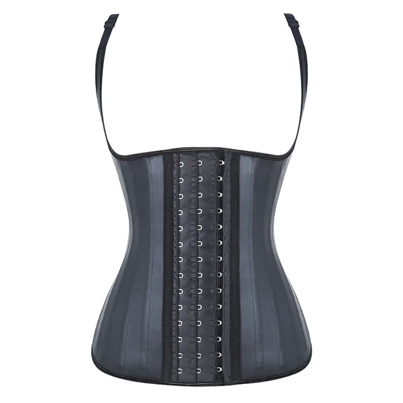 25 Steel Rib Glossy Rubber Corset Reflective Latex Waist Tight Vest Belly Contracting Chest Support Sling Bra