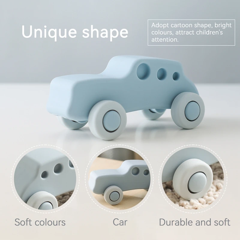 Montessori Baby Silicone Car Toys Baby Things Silicone massaggiagengive Toy Car 0 12 mesi Baby neonato giocattolo educativo blocchi di Silicone