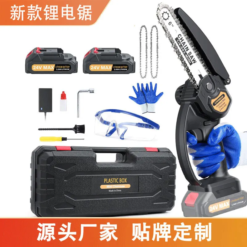 

Suitable for6 inch lithium electric saw handheld household single hand saw high power rechargeable mini chain saw garden pruning