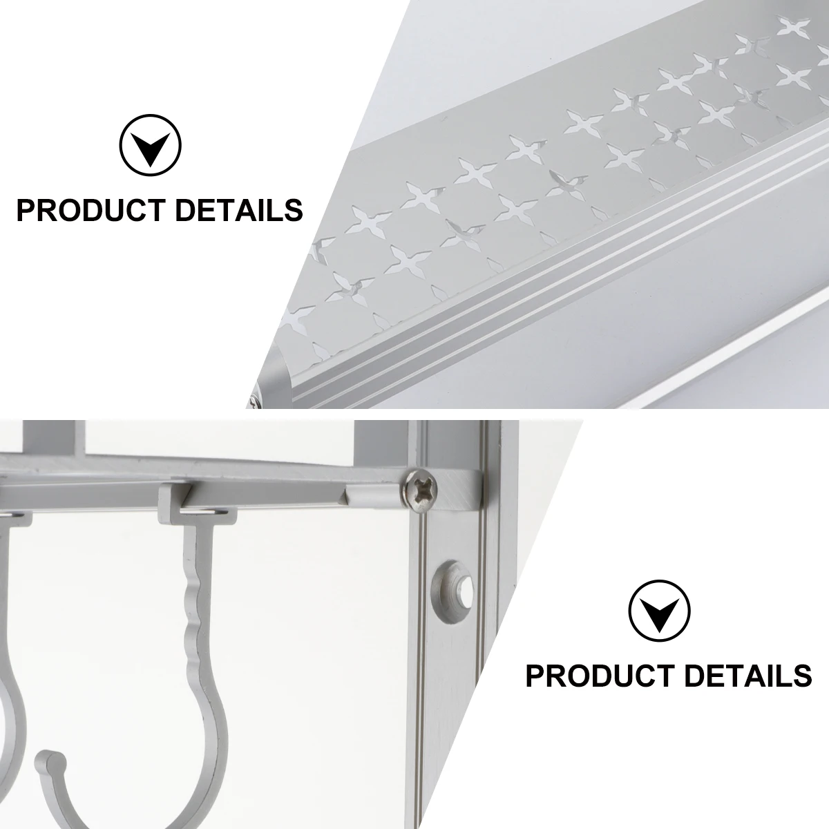 

Wall-mounted Kitchen Storage Rack Aluminium Cookware Organizer with 5 Hooks Spice Seasoning Shelf Bathroom Hanging for Utensils