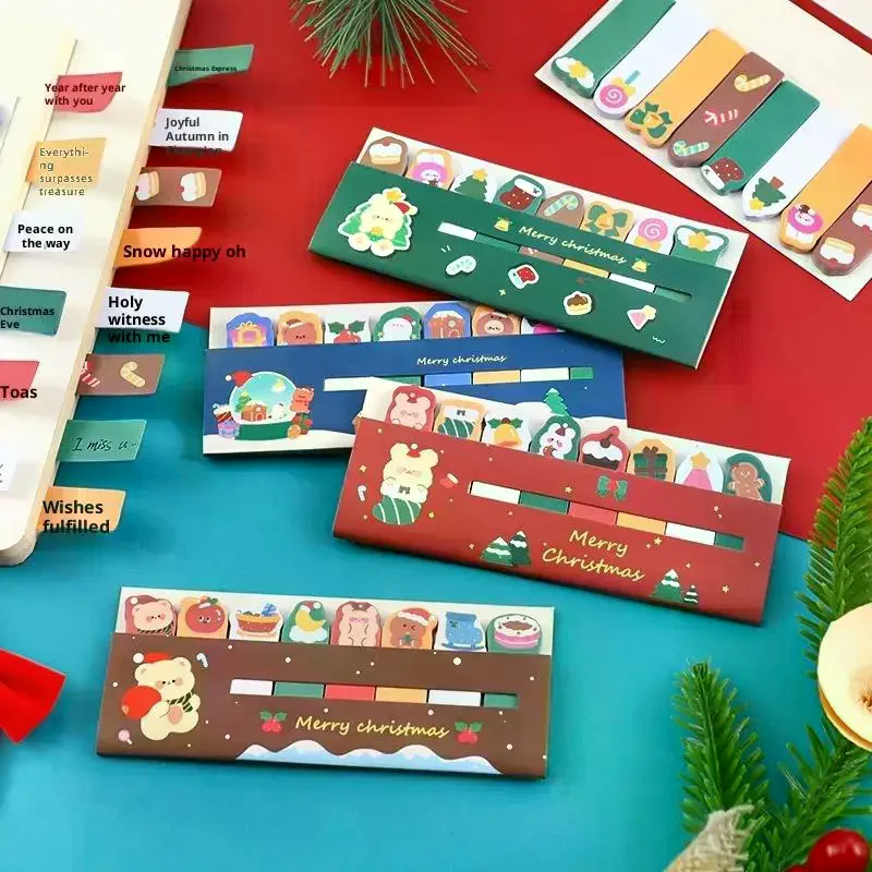 Christmas Row Station Notes, Students Ins Cute  Stickers Cartoon High-value N Sticky Notes Stationery