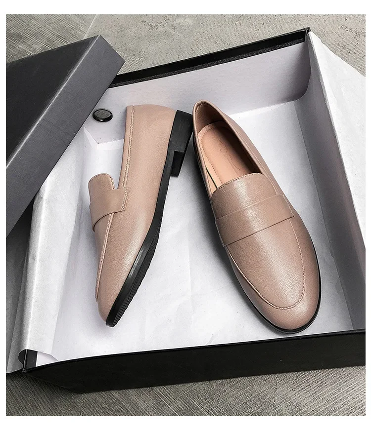 Damen Freizeitschuhe Flache Frühlings- und Herbstschuhe Neue Kleine Lederschuhe Vintage Vielseitige Loafer Britischer Stil Modisch Rutschfest – Detail 14