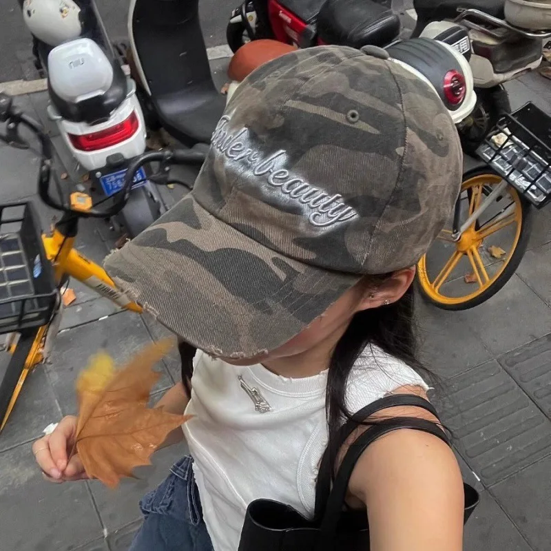 

South Korea's New Camouflage Letter Baseball Cap Women's Spring and Summer Street Tide Brand Sunshade Cap Couple Hat