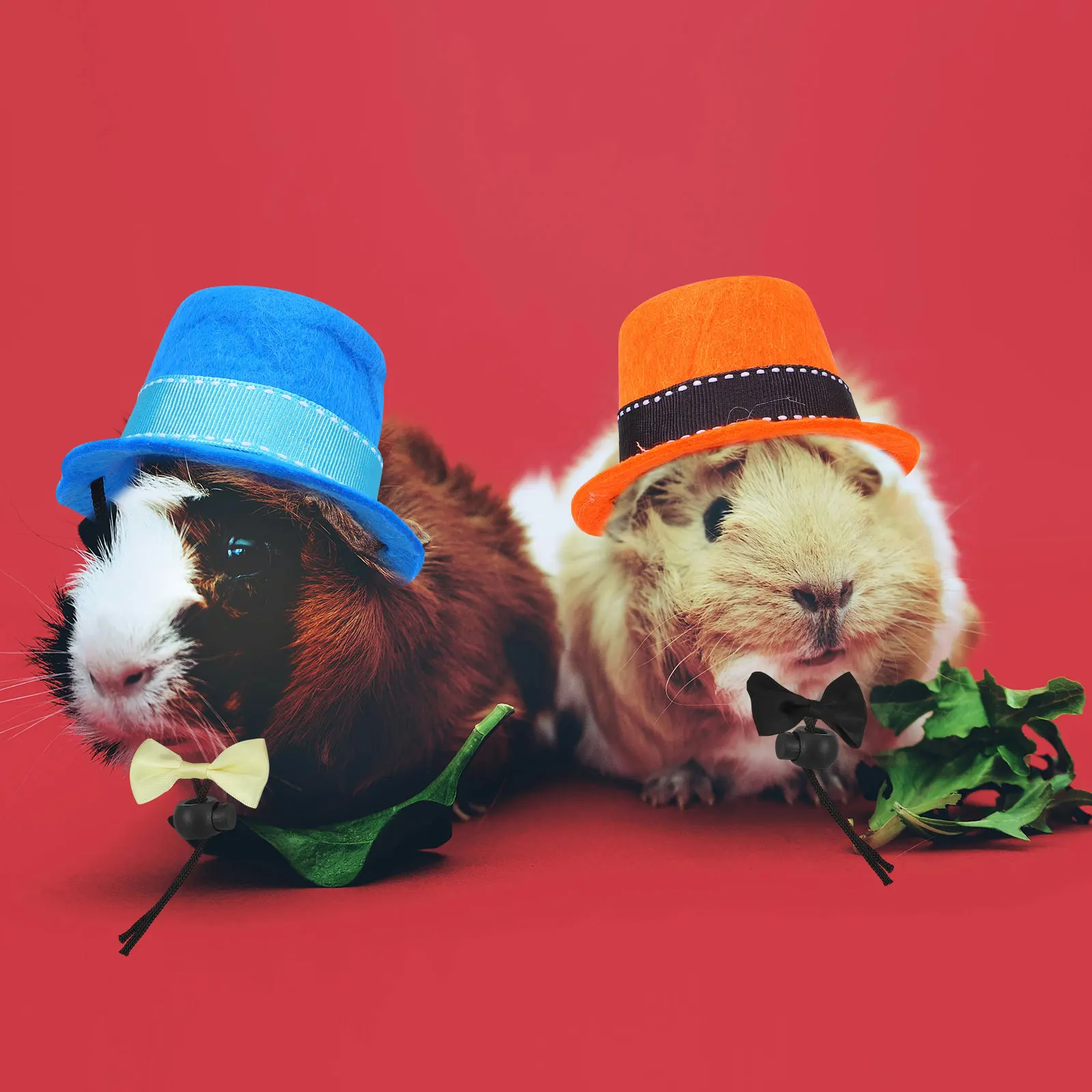 

1Set Pet Hat and Bow Tie Kit Small Pets Gentleman Style Comfortable Adjustable Holiday Outfit for Hamsters Guinea Pigs