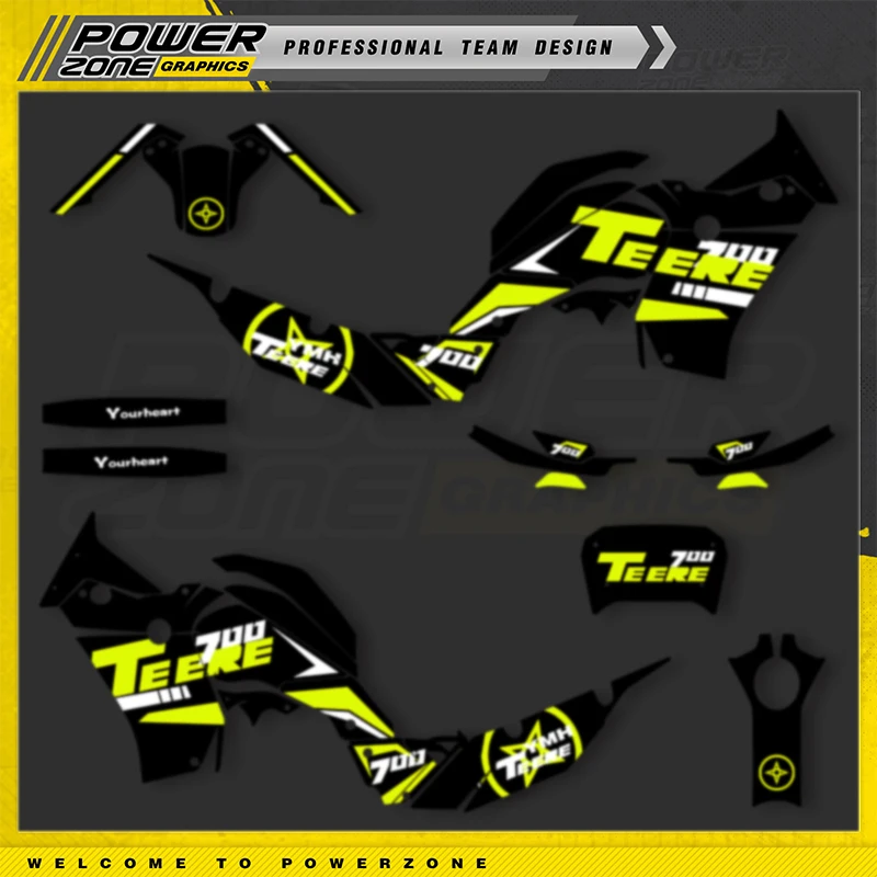 POWERZONE Custom Graphics LTZ400 Graphic Decals Sticker Kit DECO Dekor For YAMAHA T700 2018-2023 TENERE T700 Name Number  Custom