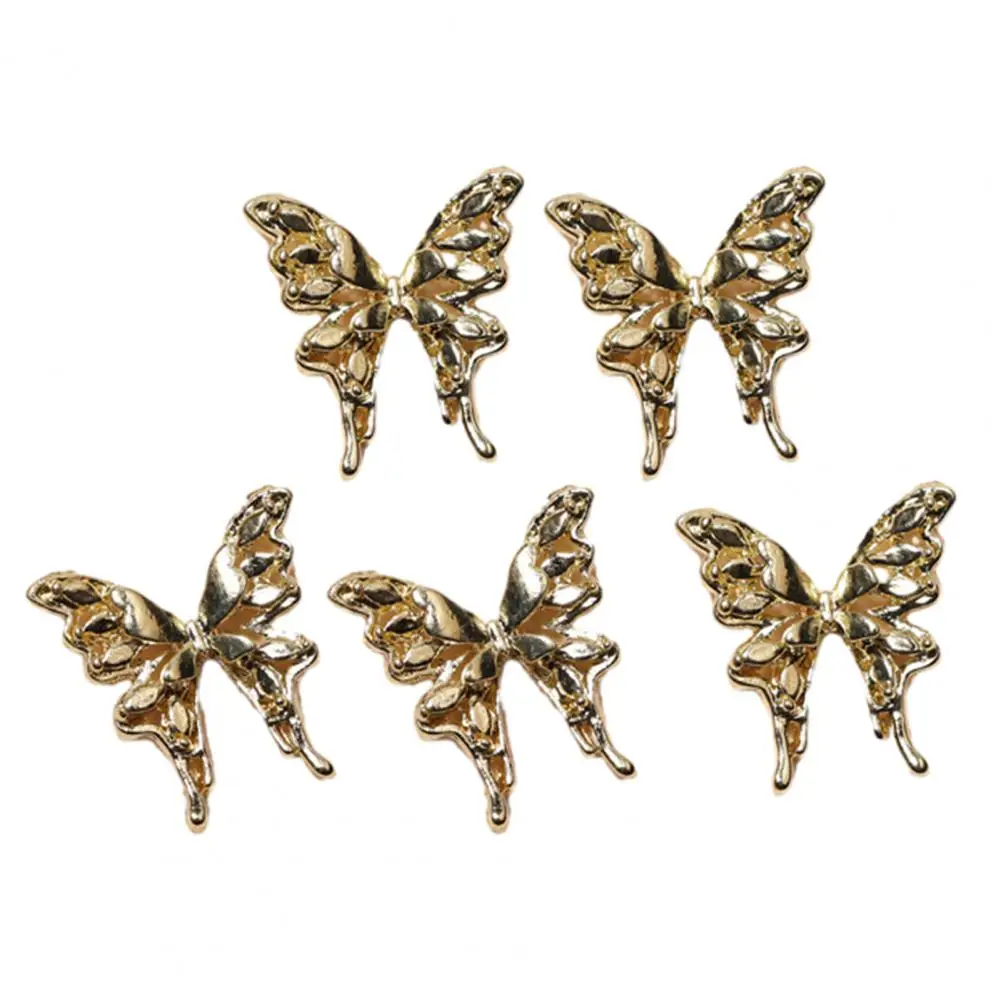 Nail Art Decoration Alloy Solid Wear-resistant Silver Color Butterflies Bowknot Nail Charm Nail Decoration Decorative