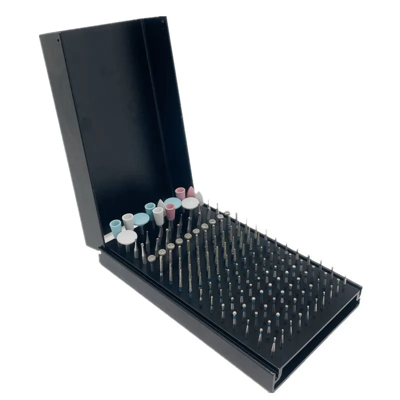 152 Holes Dental Bur Holder Block Cleaning Stand High/Low Speed Sterilizer Case Autoclavable Disinfection Burs Box Dentist Tools