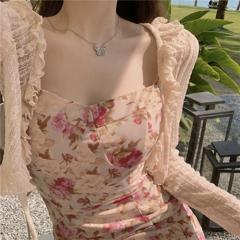 Lace Ruffle Shirt  Y2Y Korean Summer Cardigan Sunscreen Women Casual Fashion Long Sleeves Short Shirts Sun Protection Clothing