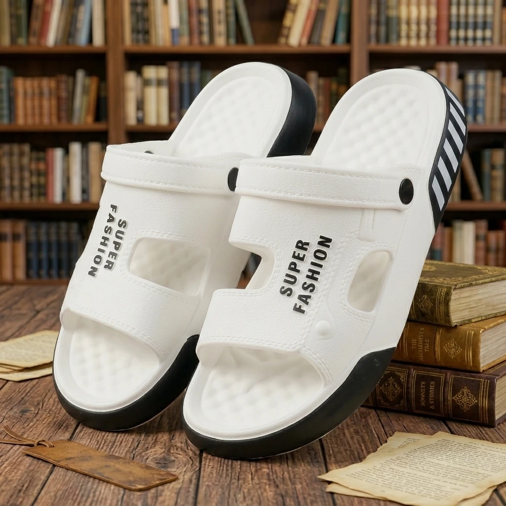 

Мужские домашние тапочки на платформе с перфорацией, нескользящая подошва из ЭВА, мягкие и удобные, для дома, пляжа, лета