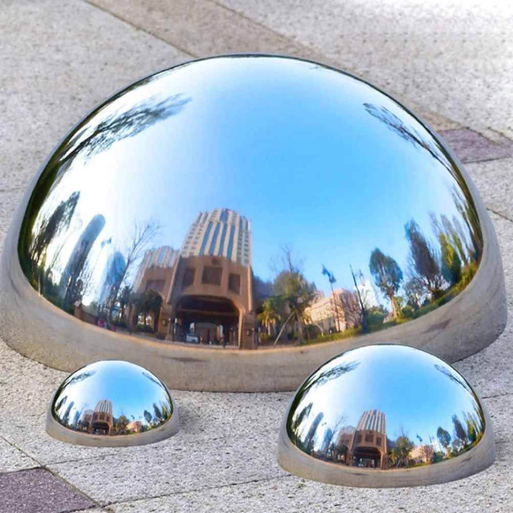 4 Pcs Hollow Ball Lawn Reflective Stainless Steel Ground Decoration Set The Mirror Gazing Hemisphere