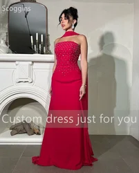 Scoggins Sheath Strapless Floor-Length Chiffon Sleeveless Evening Dresses Party Dresses Elegant Party Dresses For Women