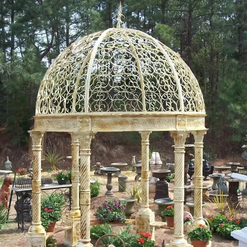 Custom Wrought Iron Canopy Pergola for Outdoor Use Vintage Style