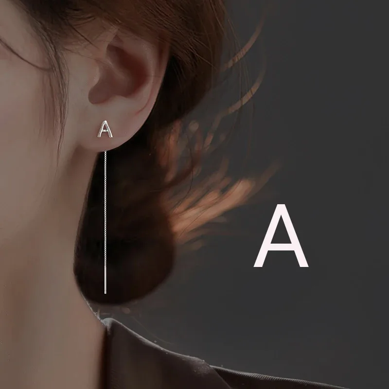 

Found Form S925 Silver Letter Tassel Drop Earrings Women Minimalist Dainty Lightweight Hanging Jewelry Gift