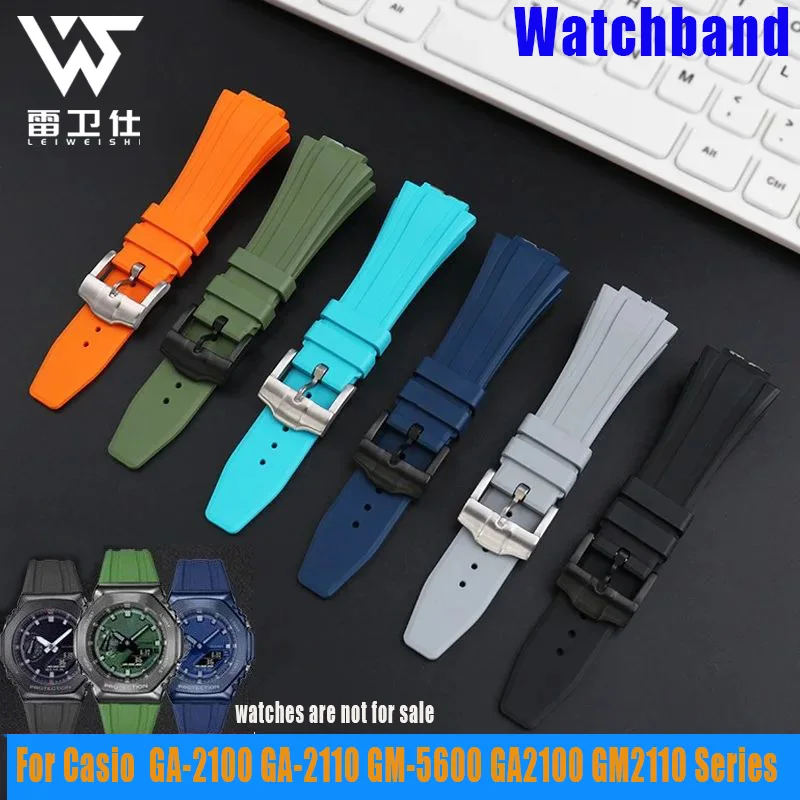 Pulseira de relógio de borracha fluorada de liberação rápida de 16mm para casio GA-2100 GA-2110 GM-2100 ga2100 série pulseira de relógio de borracha de alta qualidade 16mm