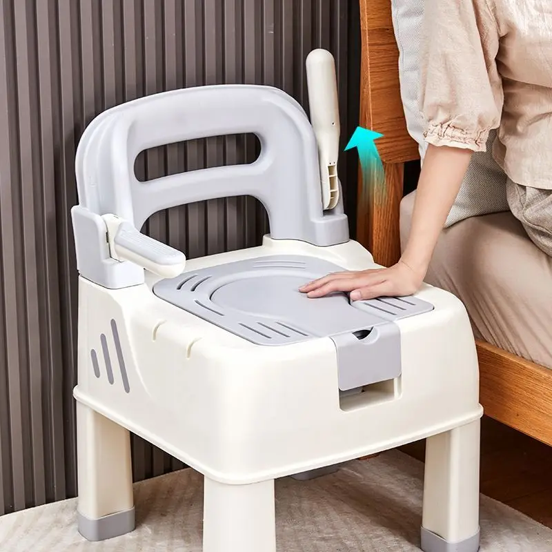 Home Furniture 2 in 1 Bedside Commode Chair Shower Seat Height Adjustable Toilet Chair with Shower Head Stand for Adults Seniors - view 3