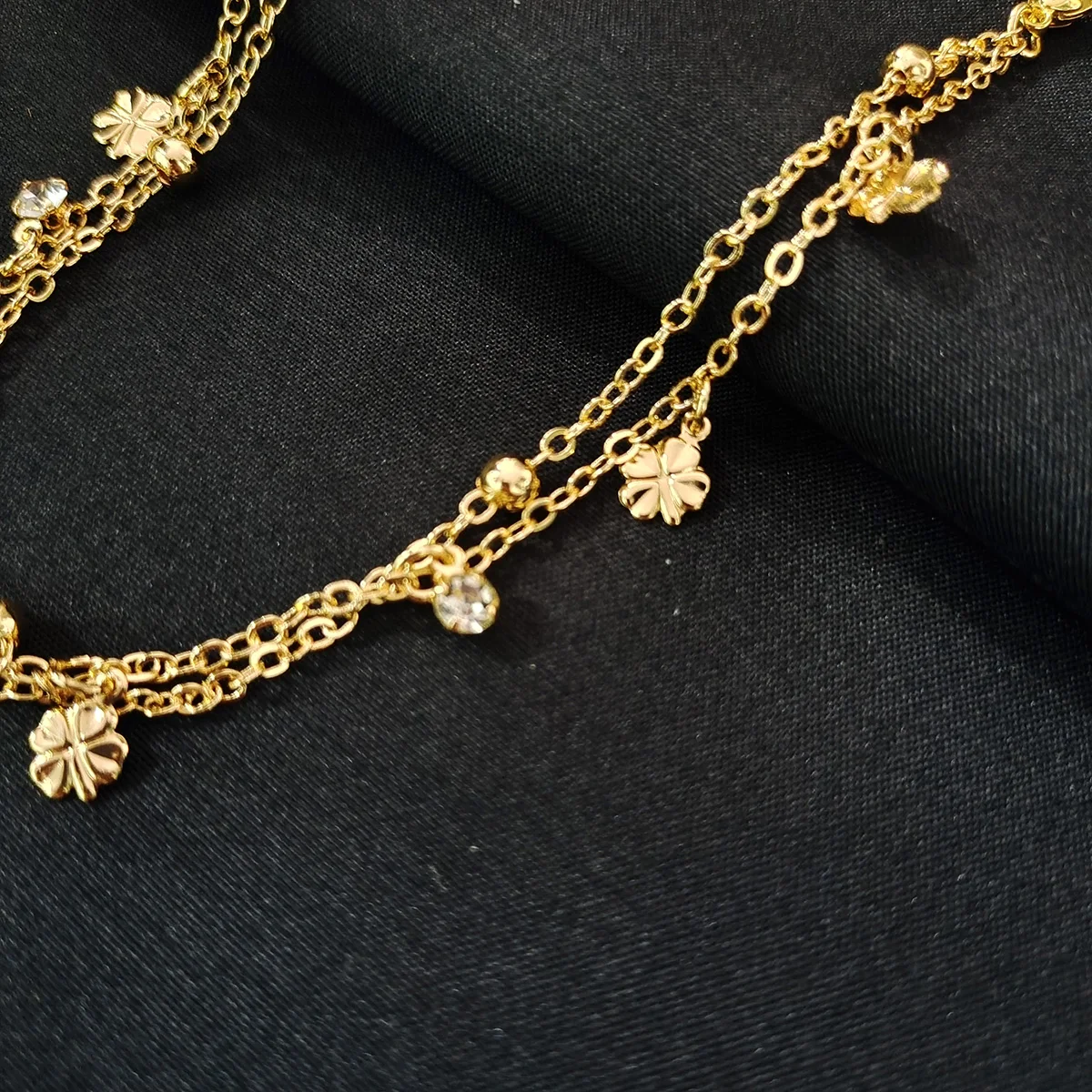 Sommers trand Damen armband 24 Karat vergoldet Doppel gold Blumen Zirkon Charm Knöchel Armband Damen schmuck Bohemian Style