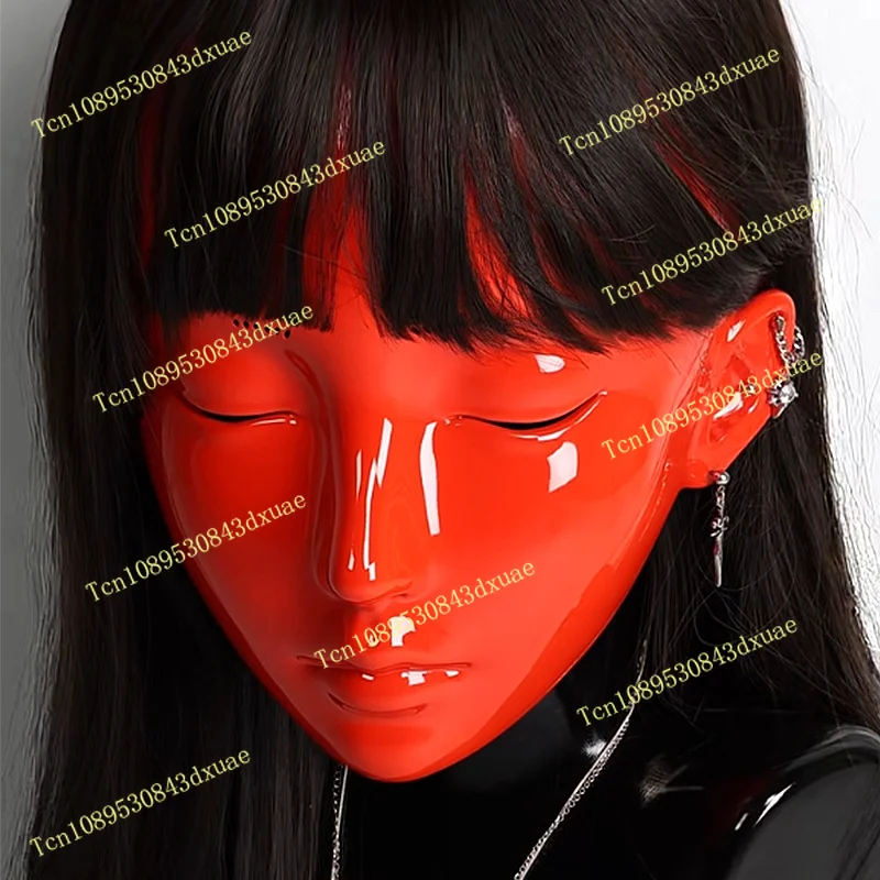 

（AA33）Anime Character Black Kig Full Head with Lock Anime Cosplay Japanese Kigurumi Mask Anime DIY Accessories Red Mask