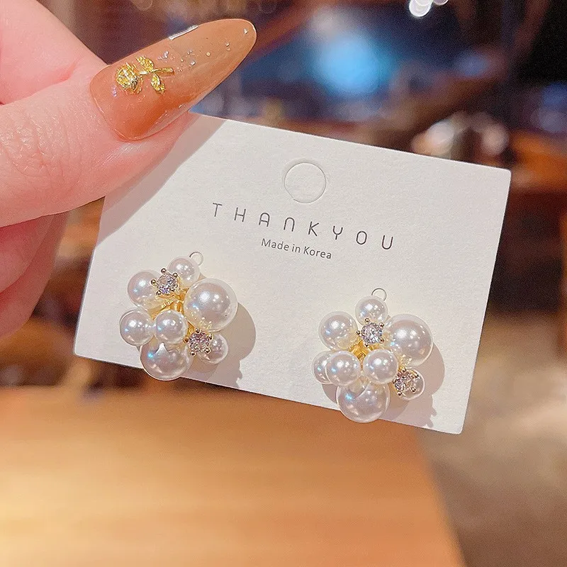 925 Silver Needle Korean Fashion Pearl Earrings For Women Jewelry 2026 Trending New Luxury Women's Pearls Big Stud Earrings M3