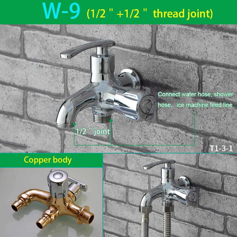 1 pz funzione a doppio uso 1 in 2 out rubinetto lavatrice Mop piscina rubinetto montaggio a parete rubinetto in rame 1/2 "3/4" filo