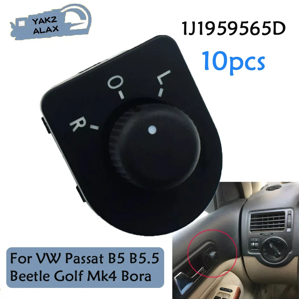 10Pcs 1J1959565D for VW Volkswagen Passat B5 Beetle Golf Mk4 Bora 1997-2004 Car View Mirror Control Switch Replacement Parts