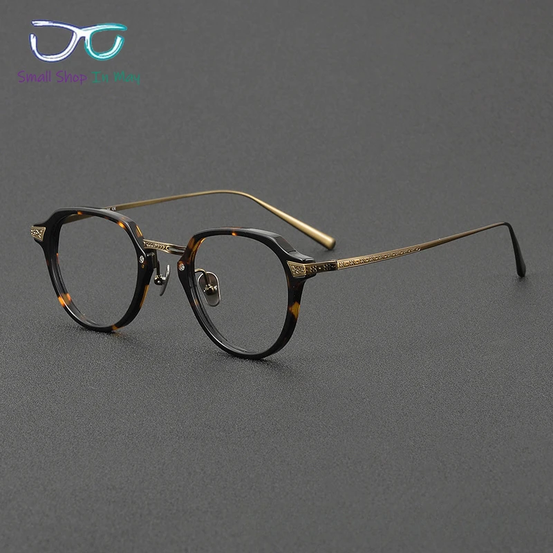 Pure Titanium Women Handmade Can Be Matched with Myopia Anti-blue Glasses N-024 Turtle Plate Men's Spectacle Frame