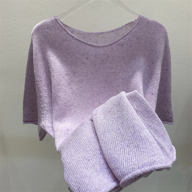 Y2k ฤดูร้อนใหม่คุณภาพสูงผู้หญิงรอบคอผ้าฝ้ายแขนสั้นถักเสื้อยืดแฟชั่นสบายๆหลวมและเรียบง่าย TOP