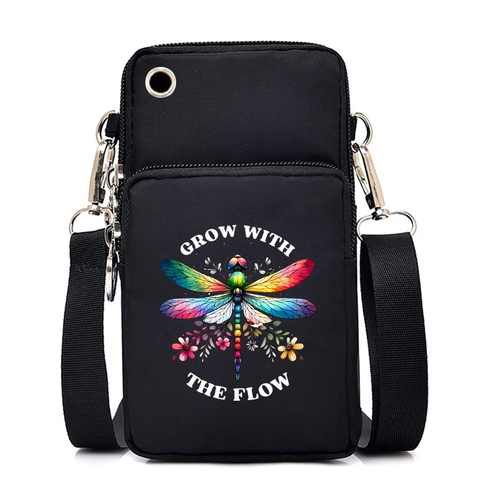 Skull Skeleton Mobile Phone Bag Women Sunflower Butterfly Messenger Bag Hanging Neck Zipper Handbag Fashion Mini Crossbody Bag