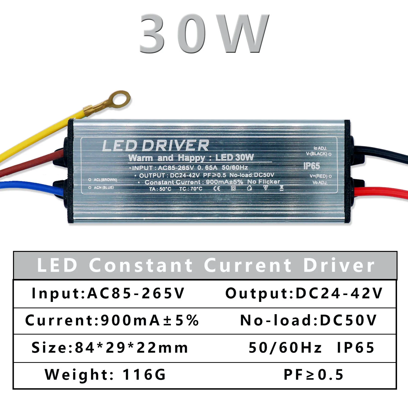 LDE Driver IP65 10W 20W 30W 40W 50W DC24-42V LED Lighting Transformer IP65 Street lamp Floodlight Waterproof Adapter AC85-265V