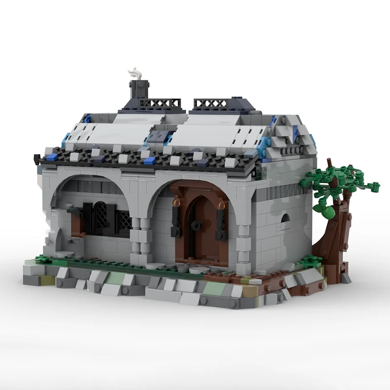 Medieval Castle Model Moc Building Blocks Blacksmith Shop Transport Vehicle Technology Bricks DIY Assembly Street View Toy Gifts