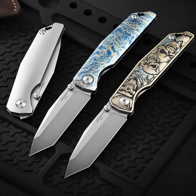 Pioneer XD045 Real M390 EDC Folding Knife Titanium Alloy Handle Flipper Open Outdoor Camping Hunt Fruit Kitchen Utility Knife