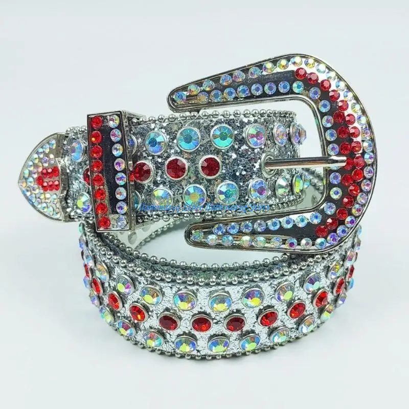 

573B Buckle Belt for Adult Full Sequins Belt for Jeans Cowboy Cowgirl