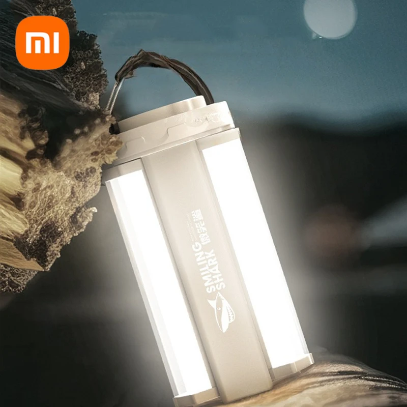 Xiaomi-Tubarão Sorridente Multifuncional Outdoor Camping LED Light, Lanterna Portátil, Lanterna Recarregável USB, Lâmpada de Pesca e Caminhada